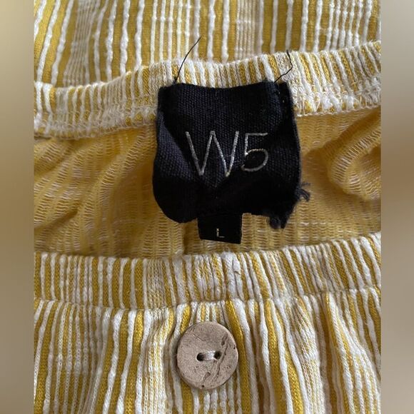 Anthropologie W5 Boho Yellow /white Top With Puffed Peasant Short Sleeves Sz L - Picture 4 of 4